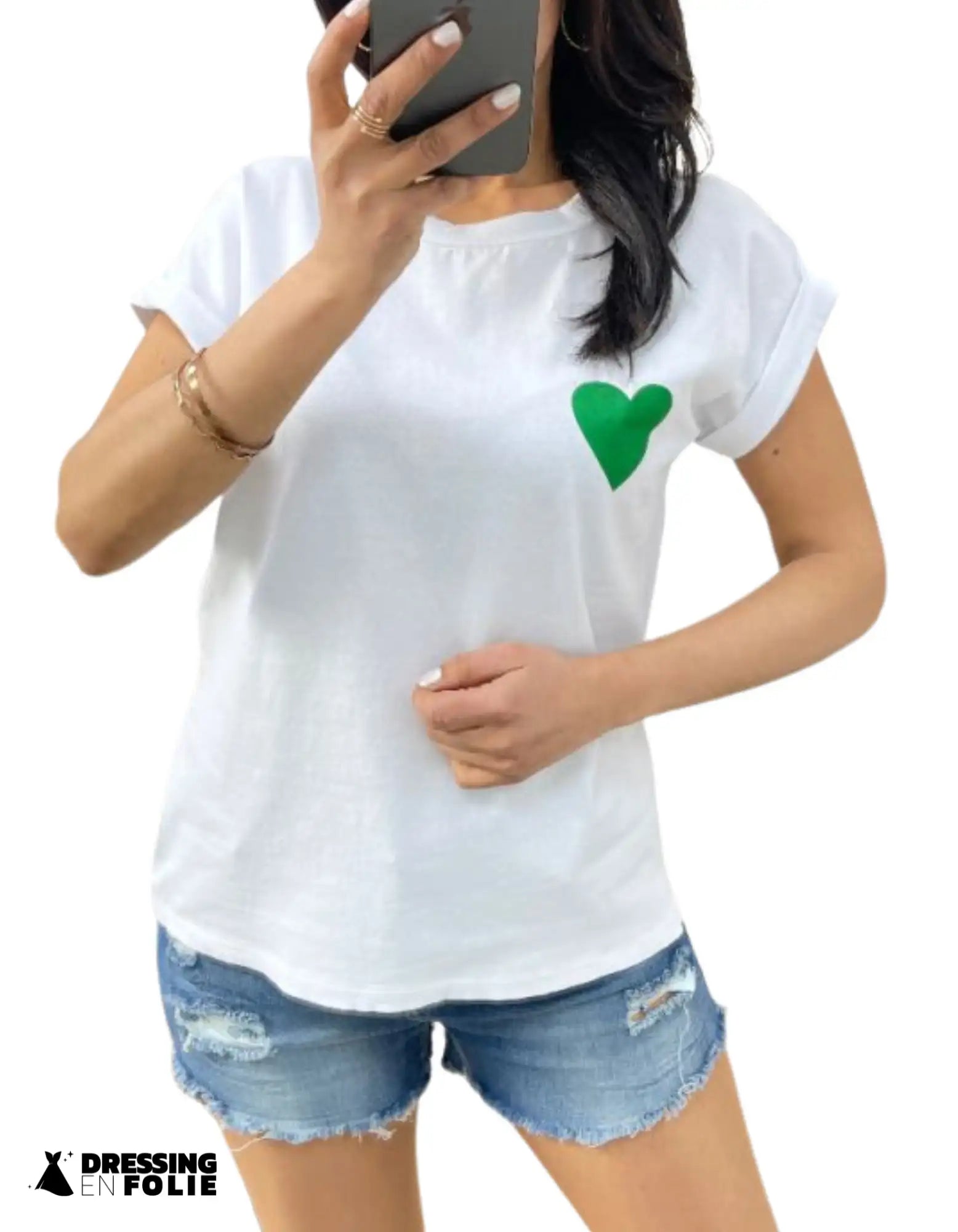 tee-shirt cœur vert