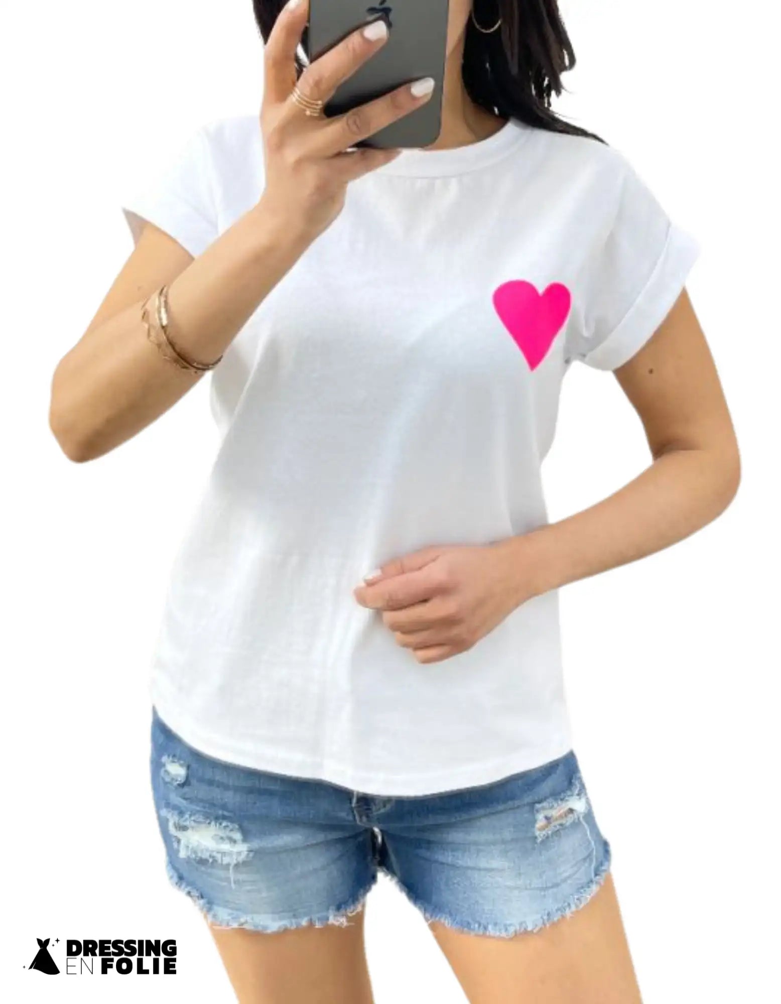 tee-shirt cœur rose