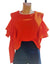 Blouse volantée à épaules dénudées orange