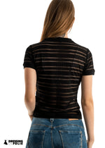 T-shirt ajouré- Guess Femme noir de dos