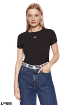 T-shirt côtelé à logo patché - Tommy Jeans