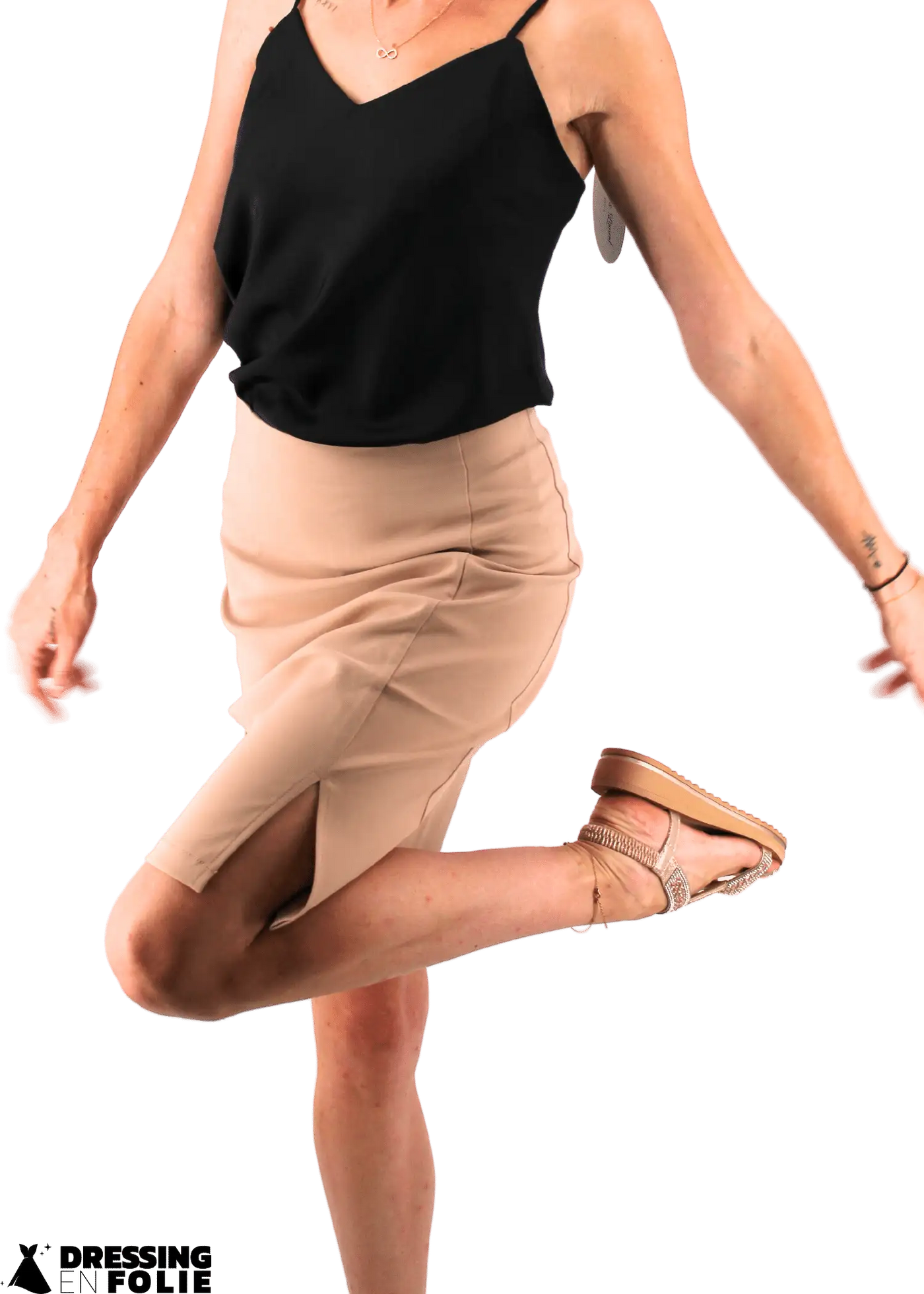 Jupe fendu beige
