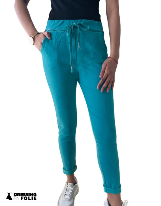 Pantalon magique turquoise