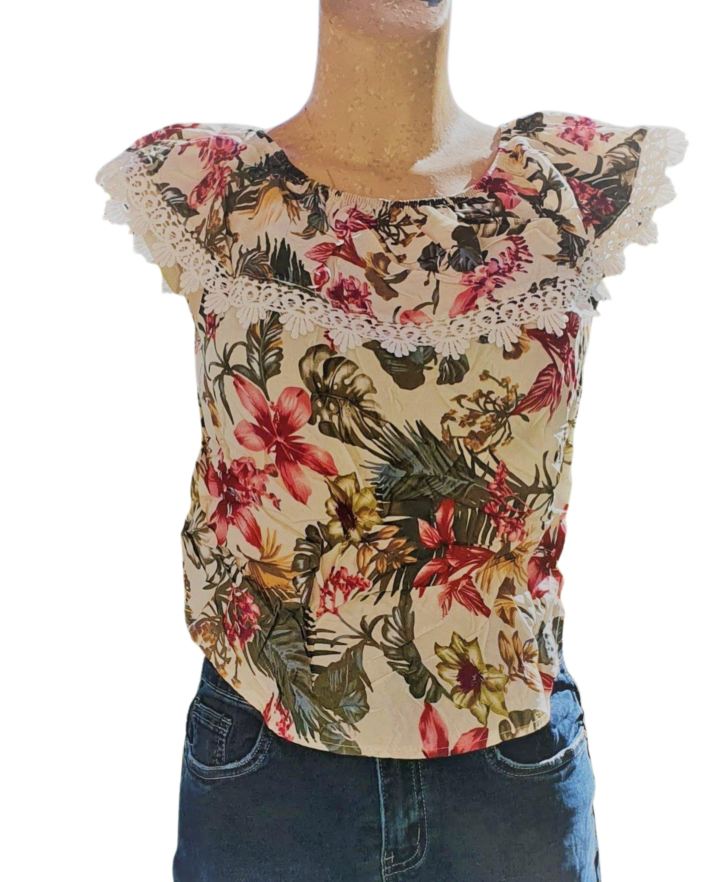 Top à fleurs blanc