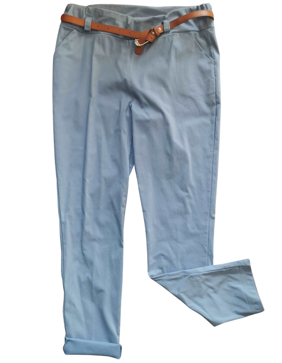 Pantalon en toile uni bleu jean